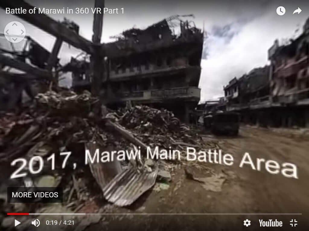 Screen shot of Raffy Tima's report 'Inside Marawi'. The video won a Silver Screen Award in the Craft or Production Techniques 360 Video category