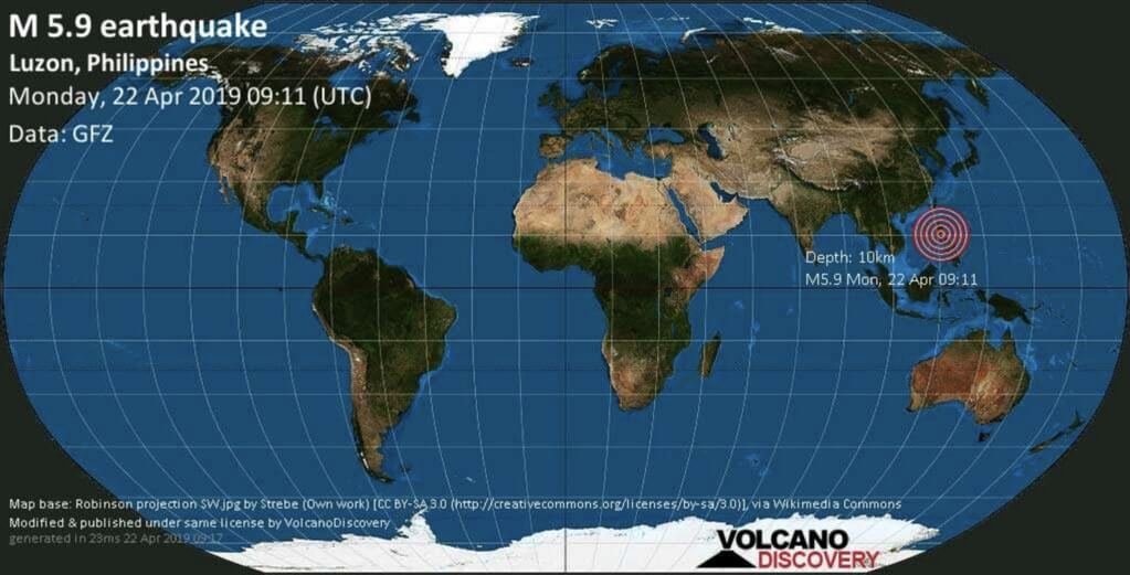 Earthquake in the Philippines on 22 April 2019 Graphics credit: https://www.volcanodiscovery.com/earthquakes/