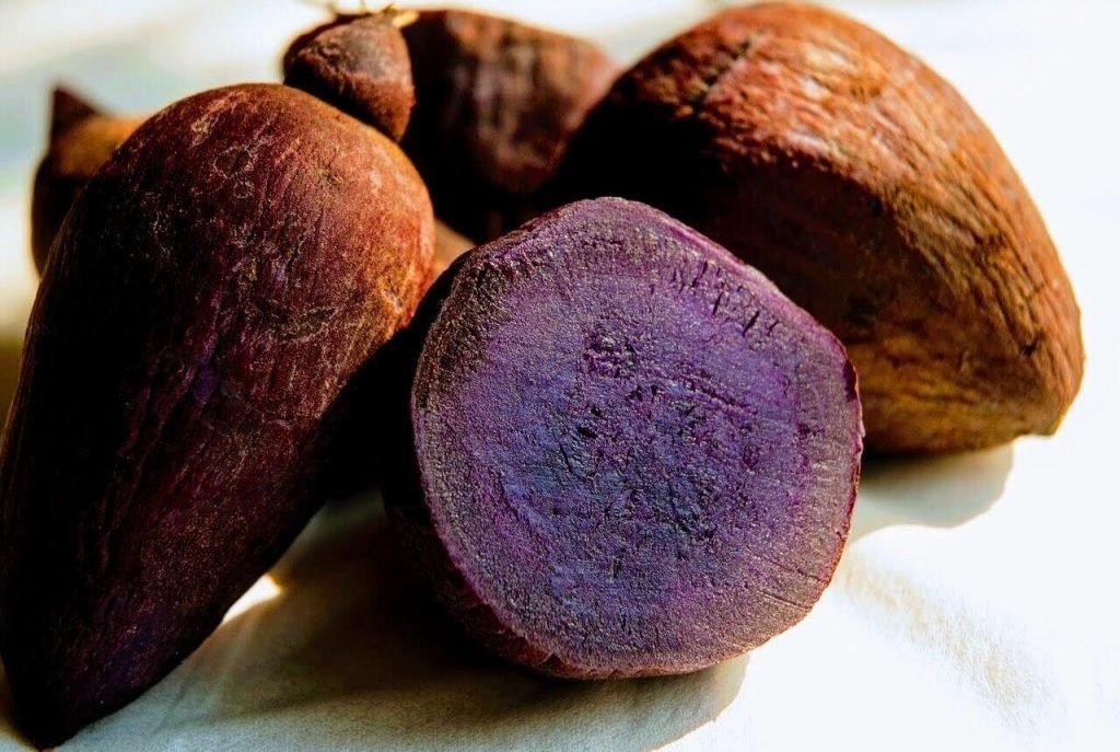 UBE: A kind of bright purple yam used as a flavouring and colouring in sweet dishes.